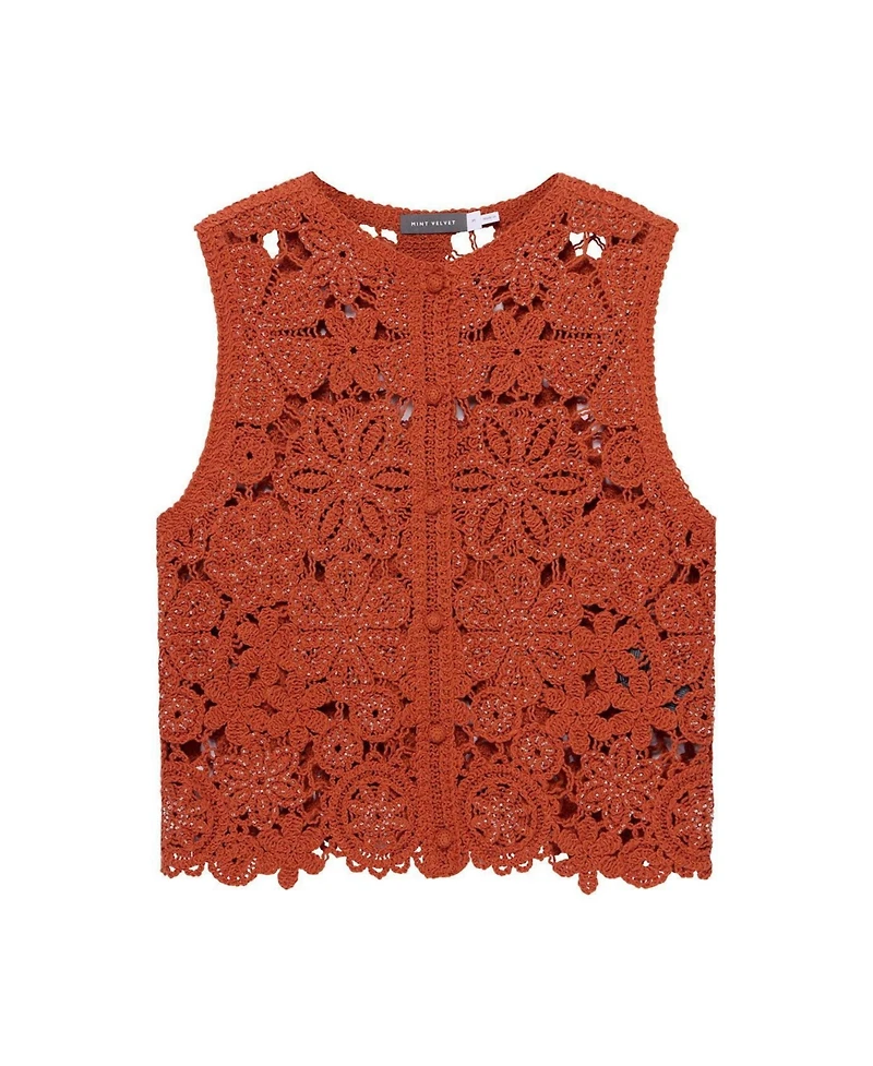 Mint Velvet Women's Cotton Blend Crochet Top