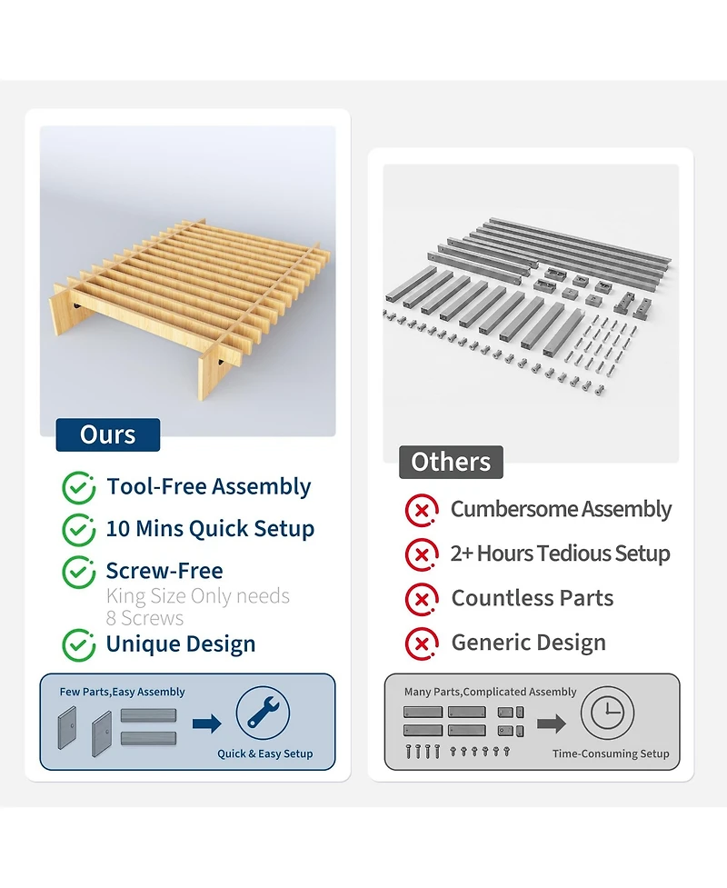 homfan Mortise and Tenon Platform Bed Frame