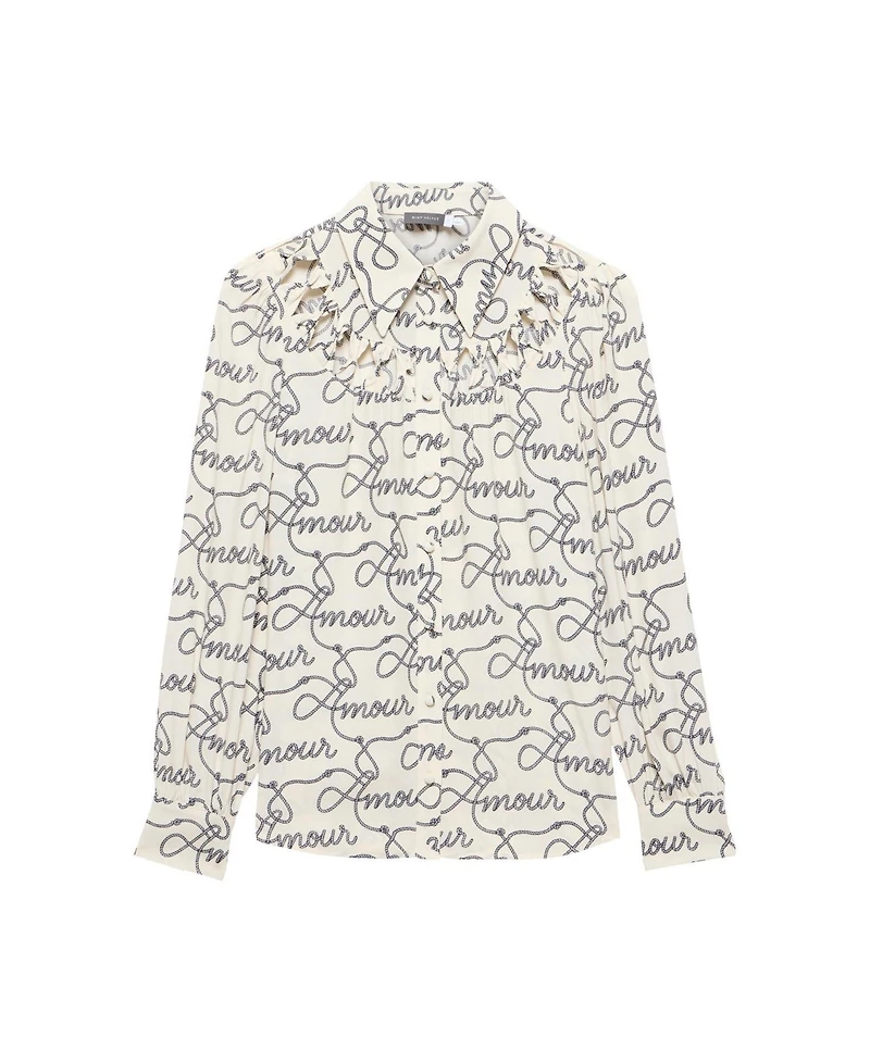 Mint Velvet Women's Amour Print Bow Shirt