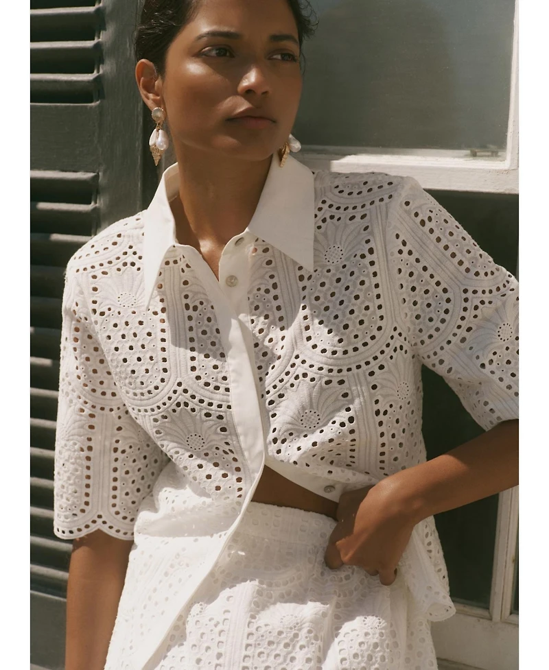 Mint Velvet Women's Cotton Broderie Shirt