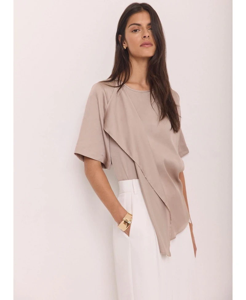 Mint Velvet Women's Satin Ruffle-Front Button-Back Top