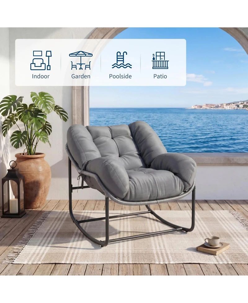gaomon Adults Thick Cushion Metal Rocking Chair - Outdoor Patio Rocker