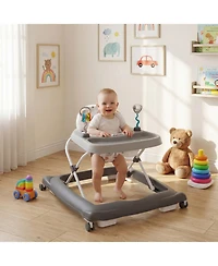 Slickblue Adjustable Height Foldable Baby Walker with Removable Seat for Infants