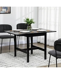 Homcom Foldable Dining Table Drop Leaf Table with Solid Wood Frame