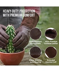 Xdovet Thorn Proof Gardening Gloves Long Rose Pruning Cowleather Gauntlet Forearm Protection