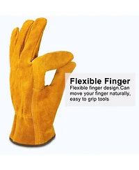 Xdovet Leather Work Gloves Flexible Grip Thorn Proof Cut Resistant Men Women