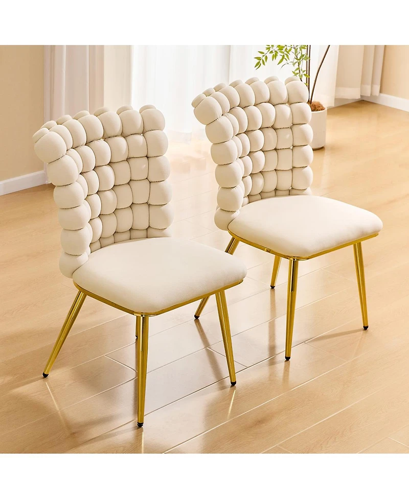 Streamdale Furniture Luxury Cream Bubble Tufted Swivel Chair with Metal Frame