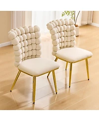 Streamdale Furniture Luxury Cream Bubble Tufted Swivel Chair with Metal Frame