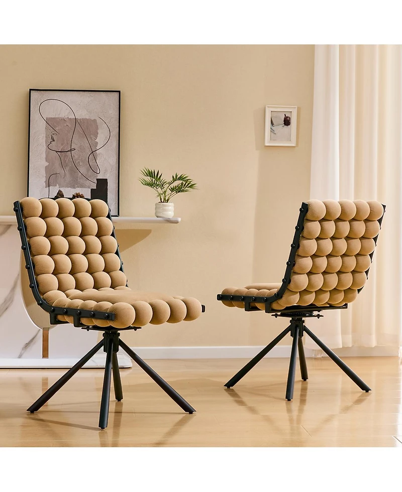 Streamdale Furniture Set of 2 Velvet Bubble Dining Chairs with Legs