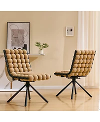 Streamdale Furniture Set of 2 Velvet Bubble Dining Chairs with Legs