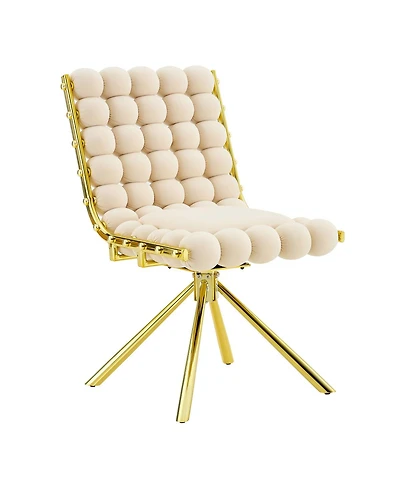 Streamdale Furniture Bubble Tufted Velvet Swivel Accent Chair with Metal Frame