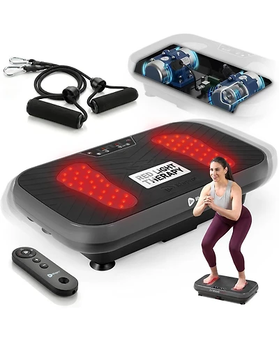 Lifepro Vibration Plate Exercise Machine with Light Therapy Low Impact Platform and Resistance Bands