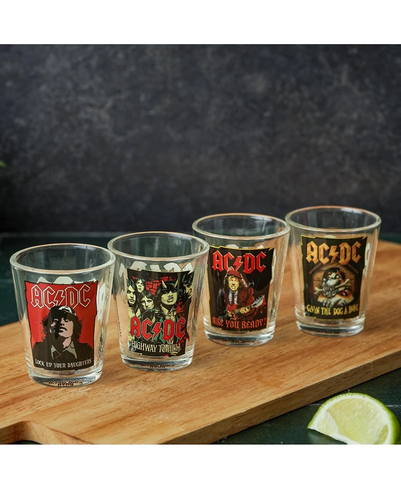 Icup, Inc. Ac/Dc Icons 4-Piece 1.5oz Shot Glass Set