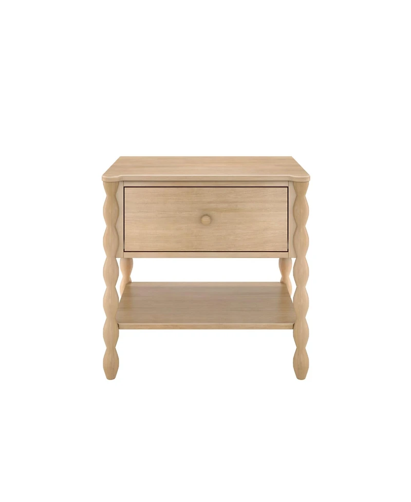 Plank+Beam Jenny Lind Nightstand with 1 Drawer and Bottom Shelf, Blonde