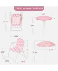 Best Choice Products Pocassy Kids Outdoor Table and Chair Set with Umbrella,3 Piece Foldable Toddler Picnic
