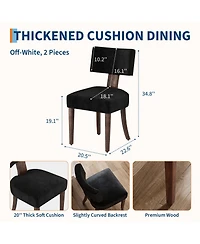 homfan Mid-Century Modern Dining Chairs Set of 2 Upholstered Style Inspired Chenille, Curved Backrest, Hardwood Frame, Farmhouse Accent