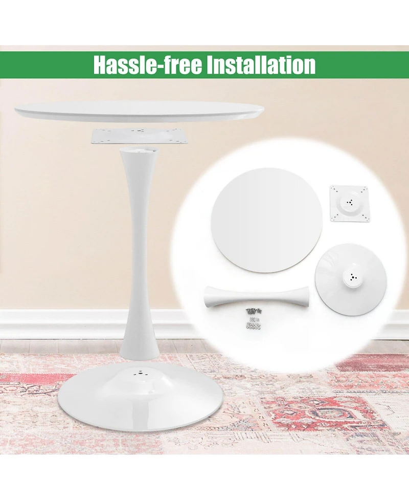 Mecale 32-Inch Round Tulip Dining Table with Metal Pedestal Base