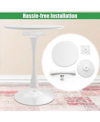 Mecale 32-Inch Round Tulip Dining Table with Metal Pedestal Base