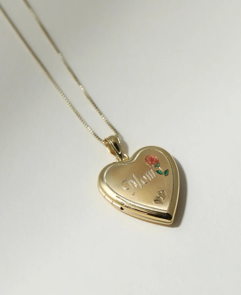 The M Jewelers Mom Mini Rose Photo Locket Necklace