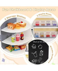 Sugift Wooden Market Stand with Cash Register & Vending Machine 13-Piece Playset, Ages 3+