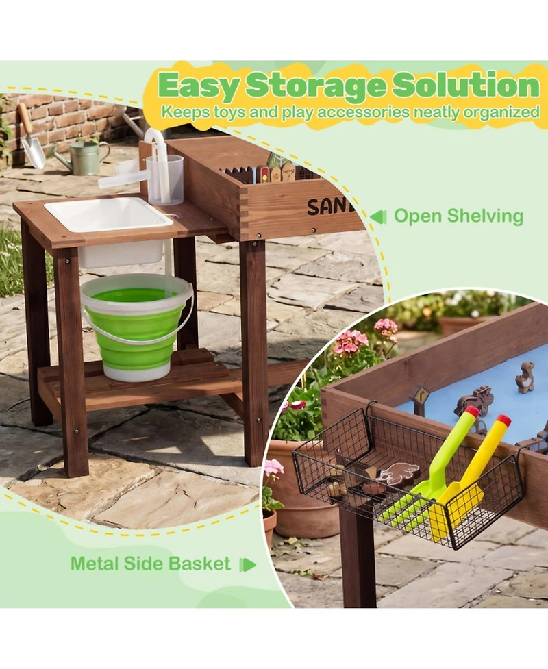 Sugift Toddler Sensory Table with Pump-Powered Water Play, 33 Sand Toys, Ages 3+
