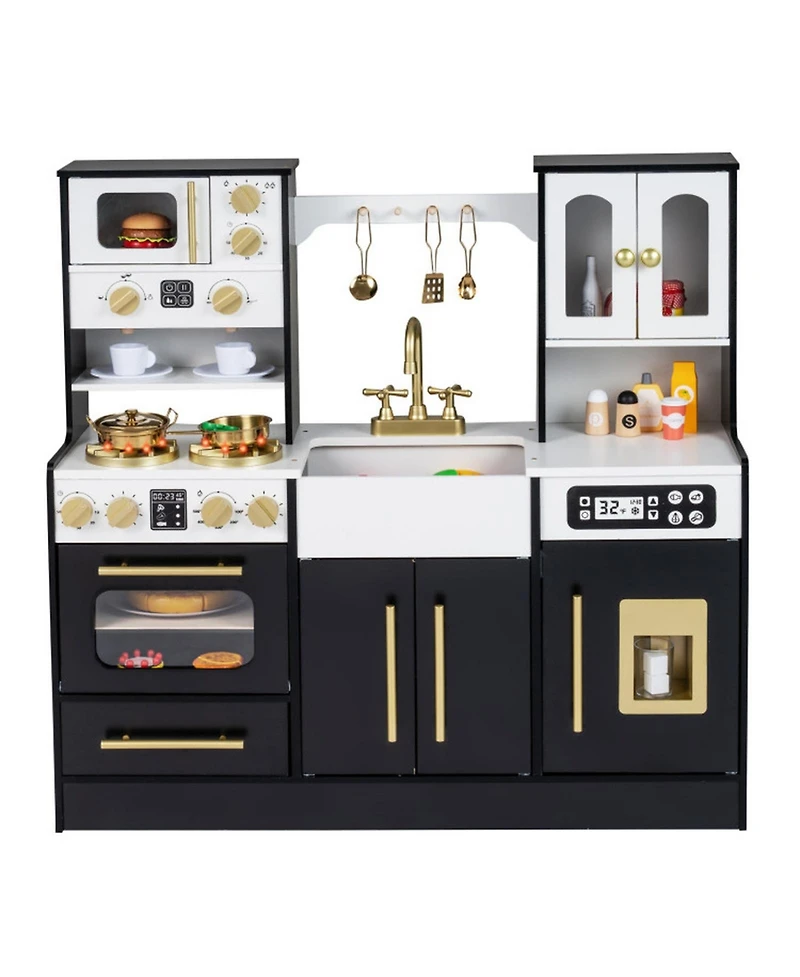 Sugift Ice Machine Wooden 14-Piece Kitchen Playset, Ages 3+