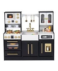 Sugift Ice Machine Wooden 14-Piece Kitchen Playset, Ages 3+