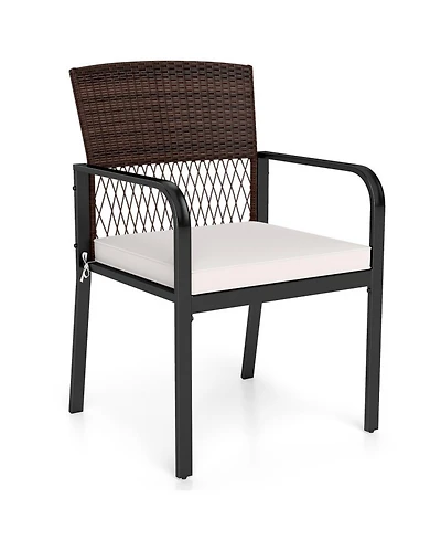 Sugift Outdoor Dining Chairs Set of 4 with Padded Cushions Wicker Backs and Adjustable Feet