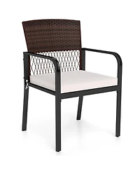 Sugift Outdoor Dining Chairs Set of 4 with Padded Cushions Wicker Backs and Adjustable Feet