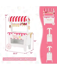 Sugift Ice Cream Cart 12-Piece Rolling Canopy Playset, Ages 3+