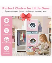 Sugift Kids Laundry Dual Washers Ironing Board Playset, Ages 3+