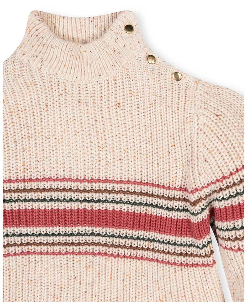 Hope & Henry Little and Big Girls (Xxs - L) Organic Mock Neck Sweater with Buttons