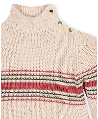 Hope & Henry Little and Big Girls (Xxs - L) Organic Mock Neck Sweater with Buttons