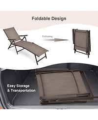 Mecale Set of 2 Foldable Chaise Lounge Chairs with 2-Position Footrest