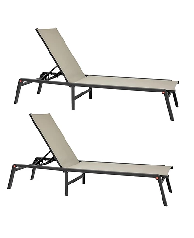 Vevor 2Piece Foldable Chaise Lounge Chair Adjustable Back Outdoor Pool Sun Tanning Chair