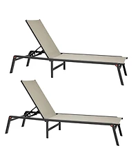 Vevor 2Piece Foldable Chaise Lounge Chair Adjustable Back Outdoor Pool Sun Tanning Chair