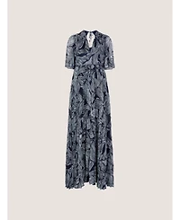 Apricot Women's Floral-Print Short-Sleeve Pleated Chiffon Maxi Dress