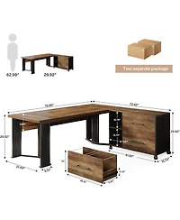Tribesigns 70.86" L-Shaped Desk with File Cabinet