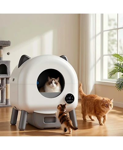 20.6 x 22.8 x 21.7 in Self-Cleaning Cat Litter Box, Automatic Smart Cat Toilet with App Control, Odor Control for Indoor Multi Cats