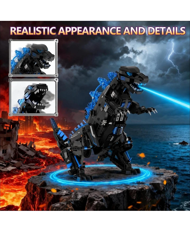 5-in-1 Remote Control Dinosaur Building Blocks Stem Toy Set, Rc Programmable Robot Kit with App Control, Indoor Outdoor Play