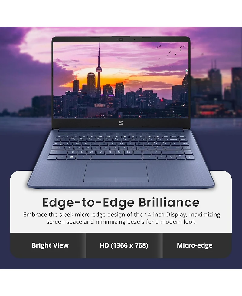 Hp Essential 14" Hd Laptop, Intel N150, 4GB Ram, 128GB eMMC, Wi-Fi 6, Win11 Home, 1-Year Microsoft 365 Included