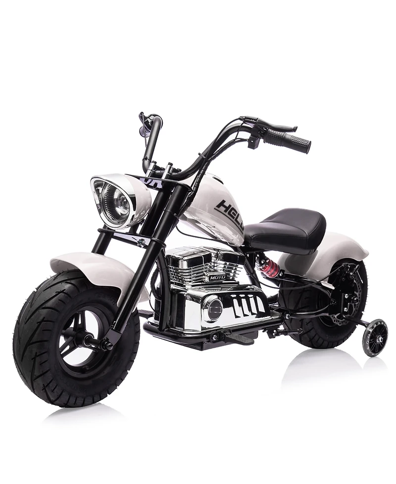 50-Inch Kids Electric Ride On Motorcycle, 36V 350W Brushless Motor, 22 Mph Max Speed, Outdoor Riding Toy for Boys and Girls, White, Ages 8-12