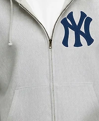 Champion Men's Gray New York Yankees Reverse Weave Chenille Full-Zip Hoodie
