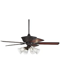 52" Casa Vieja Contessa Industrial Rustic Indoor Ceiling Fan Led Light Bronze Copper Cherry Clear Glass Barbizon Living Kitchen