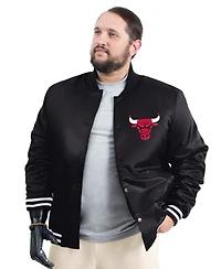 G-iii Sports by Carl Banks Men's Black Chicago Bulls Adaptive Bold Logo Satin Varsity Jacket