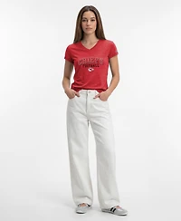 Champion Women's Kansas City Chiefs Triumph Tri-Blend V-Neck Distressed Graphic T-Shirt