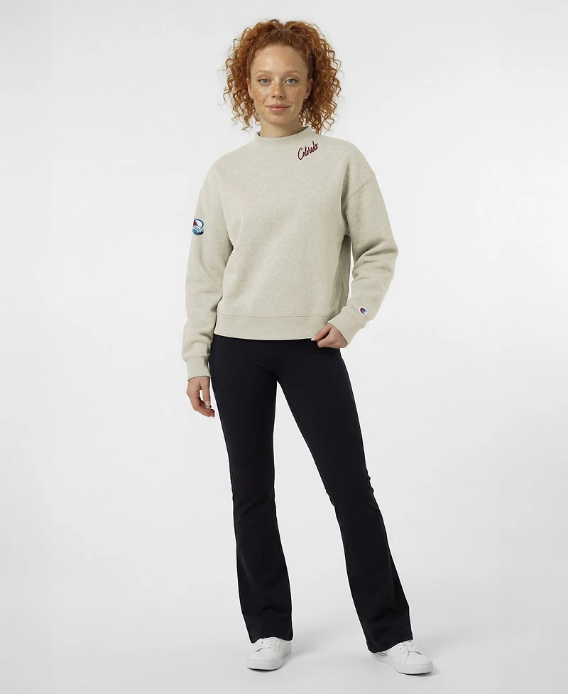 Champion Women's Colorado Avalanche Collar Script Triumph Relaxed-Fit Fleece Sweatshirt