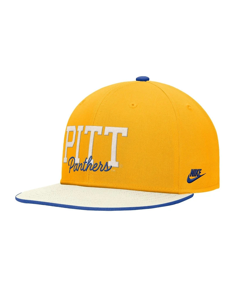 Nike Men's Gold Pitt Panthers Vintage Script Pro Dri-fit Snapback Hat