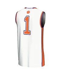 Gameday Greats Men's 1 White Clemson Tigers Lightweight Basketball Jersey