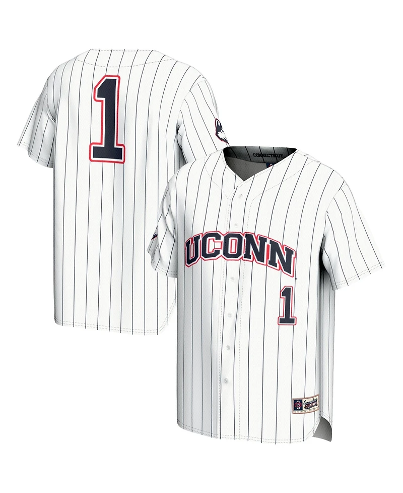 Gameday Greats Men's and Women's 1 White UConn Huskies Lightweight Baseball Jersey